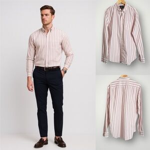 Bonobos Striped Button Down Shirt Mens Size Large Slim Fit Long Cotton Casual